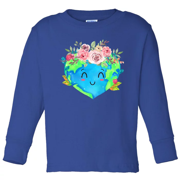 Cute Flowers Crown Planet Spring Nature Peace Earth Day Cute Gift Toddler Long Sleeve Shirt