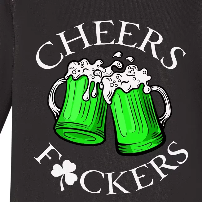 Cheers F Ckers St Patricks Day Beer Drinking Mugs Irish Baby Long Sleeve Bodysuit