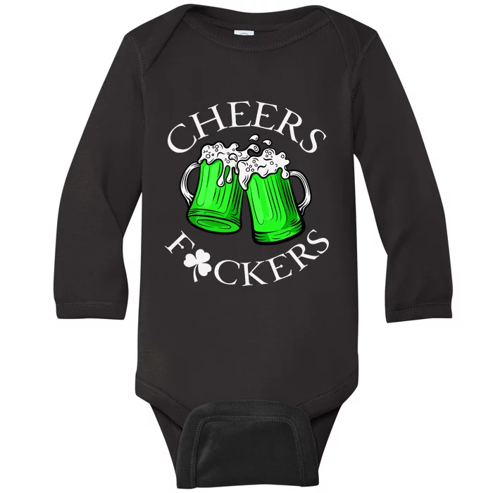 Cheers F Ckers St Patricks Day Beer Drinking Mugs Irish Baby Long Sleeve Bodysuit