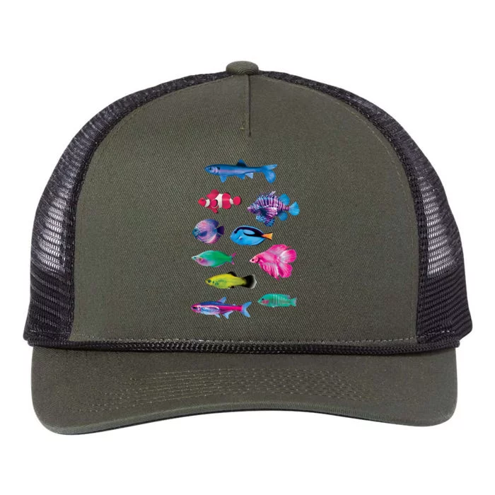 Colorful Fishes Retro Rope Trucker Hat Cap