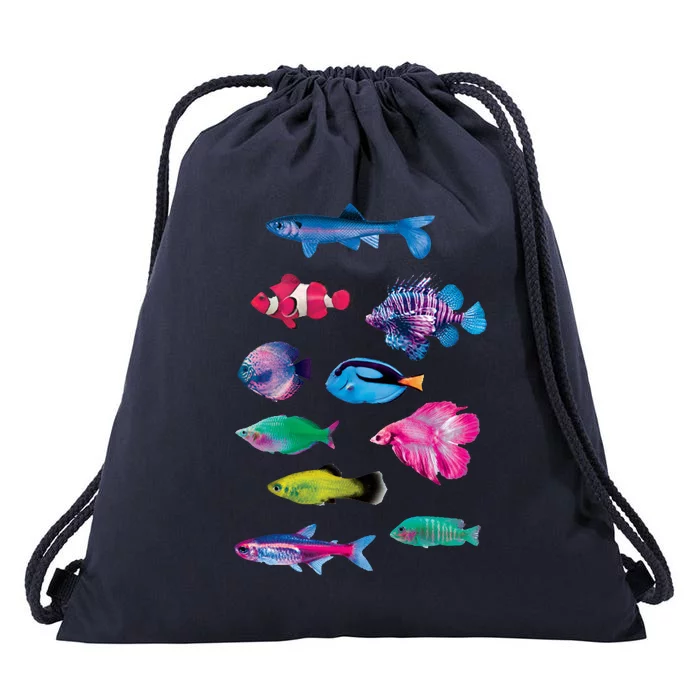 Colorful Fishes Drawstring Bag