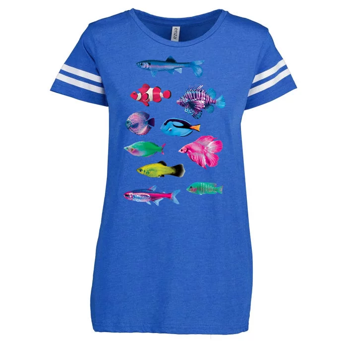 Colorful Fishes Enza Ladies Jersey Football T-Shirt