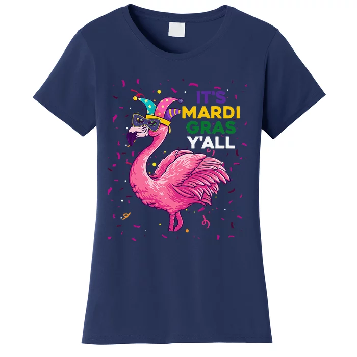 Cute Flamingo Clown Crown Mardi Gras Women's T-Shirt