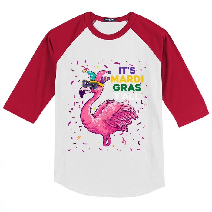 Cute Flamingo Clown Crown Mardi Gras Kids Colorblock Raglan Jersey