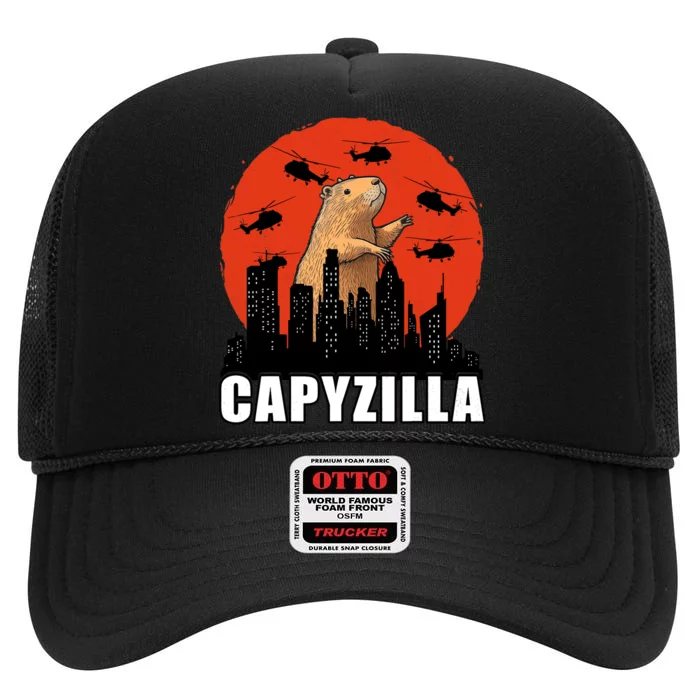 Capybara Funny Capybara Rodent Capyzilla Funny High Crown Mesh Trucker Hat