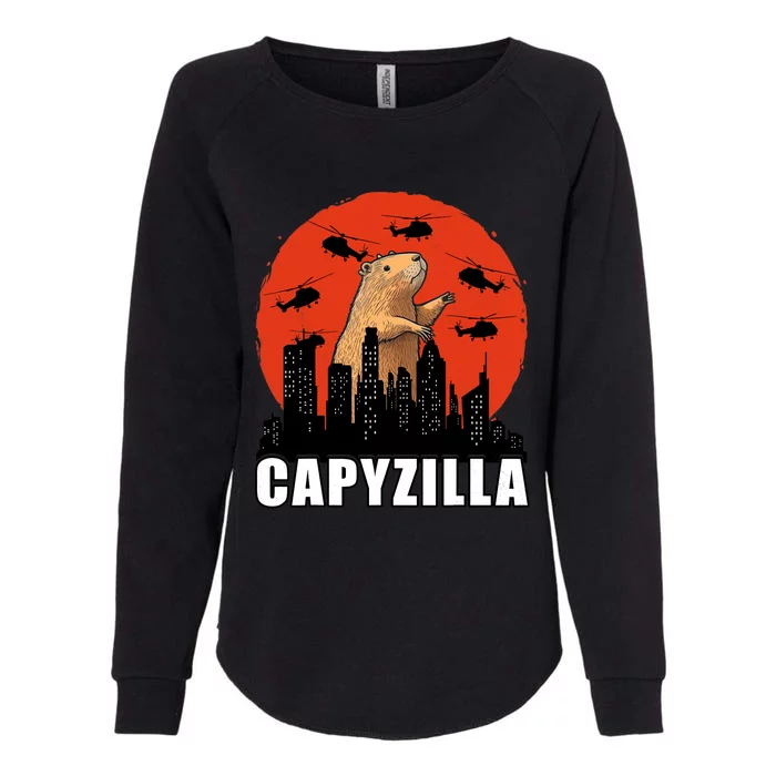 Capybara Funny Capybara Rodent Capyzilla Funny Womens California Wash Sweatshirt