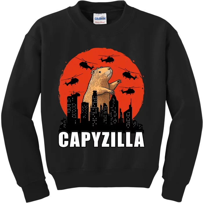 Capybara Funny Capybara Rodent Capyzilla Funny Kids Sweatshirt