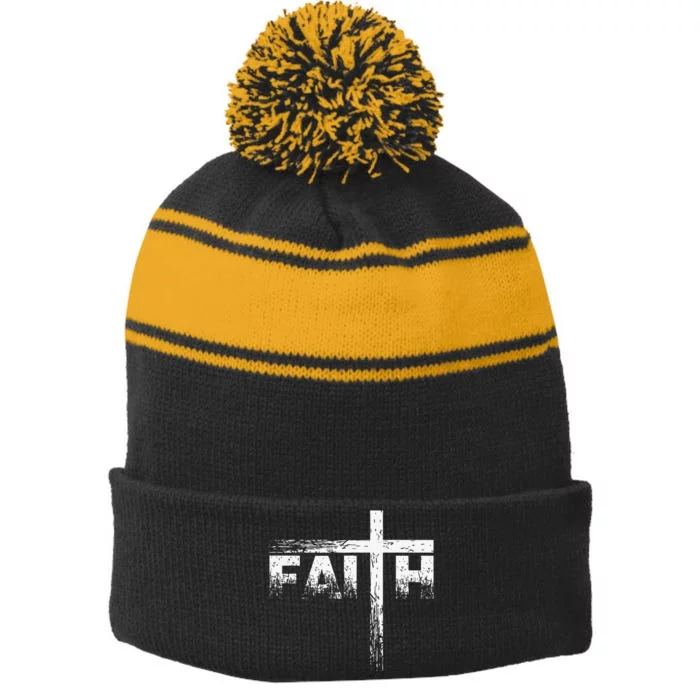 Christian Faith & Cross Christian Faith S Stripe Pom Pom Beanie