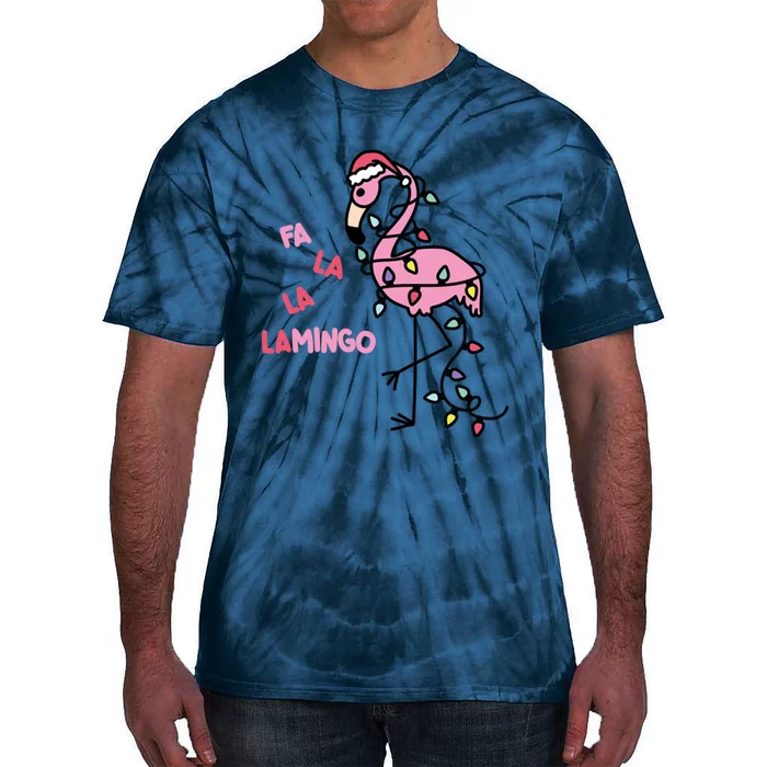 Christmas Flamingo Tie-Dye T-Shirt