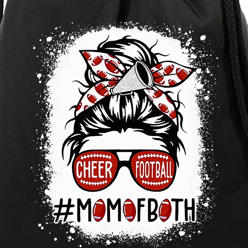 Cheer Football Cheerleading Mom Of Both Messy Hair Bun Drawstring Bag