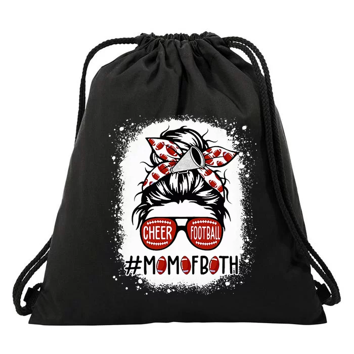 Cheer Football Cheerleading Mom Of Both Messy Hair Bun Drawstring Bag