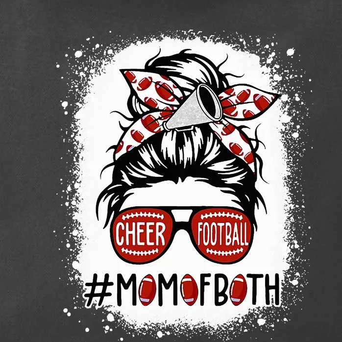 Cheer Football Cheerleading Mom Of Both Messy Hair Bun Zip Tote Bag