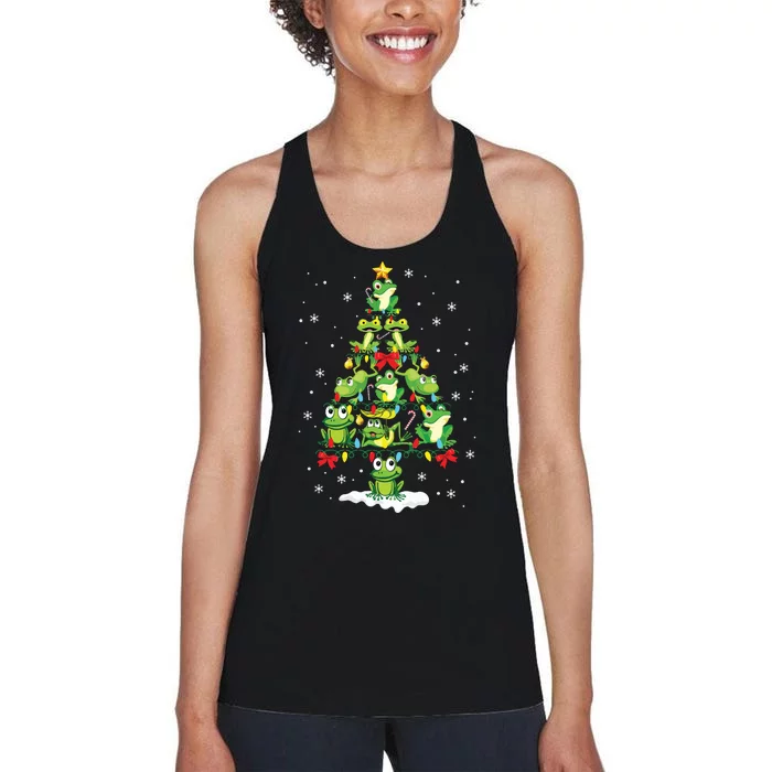 Cute Frog Christmas Tree Gift Decor Xmas Tree Premium Women's Racerback Tank