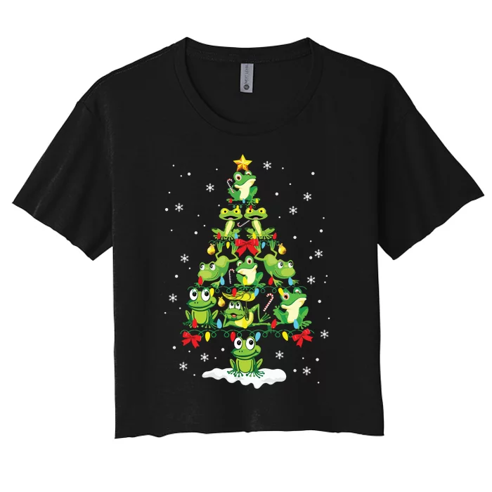 Cute Frog Christmas Tree Gift Decor Xmas Tree Premium Women's Crop Top Tee