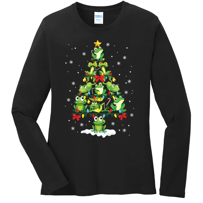 Cute Frog Christmas Tree Gift Decor Xmas Tree Premium Ladies Long Sleeve Shirt