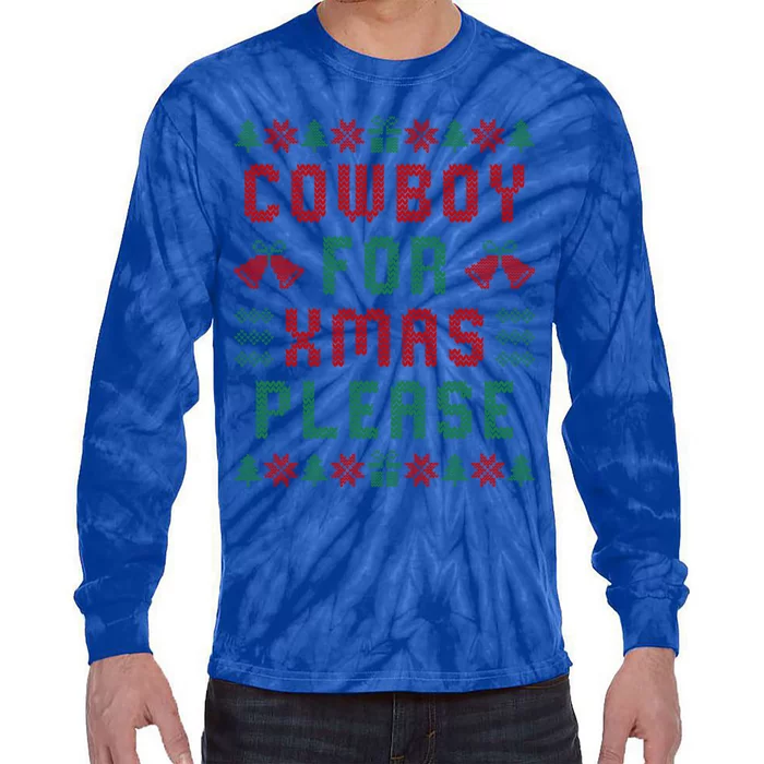 Cow For Christmas Please Holiday Ugly Xmas Cute Gift Tie-Dye Long Sleeve Shirt