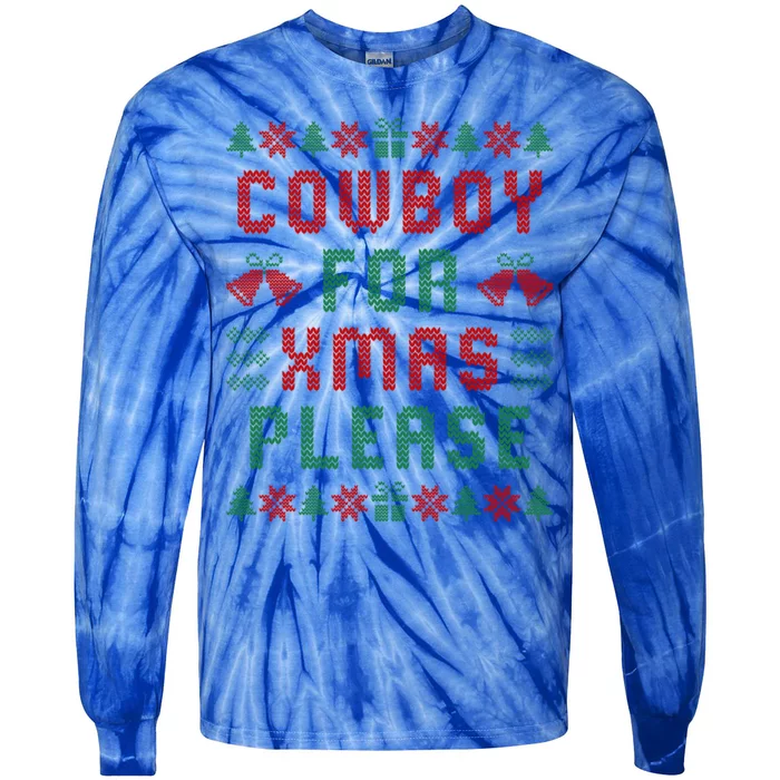 Cow For Christmas Please Holiday Ugly Xmas Cute Gift Tie-Dye Long Sleeve Shirt