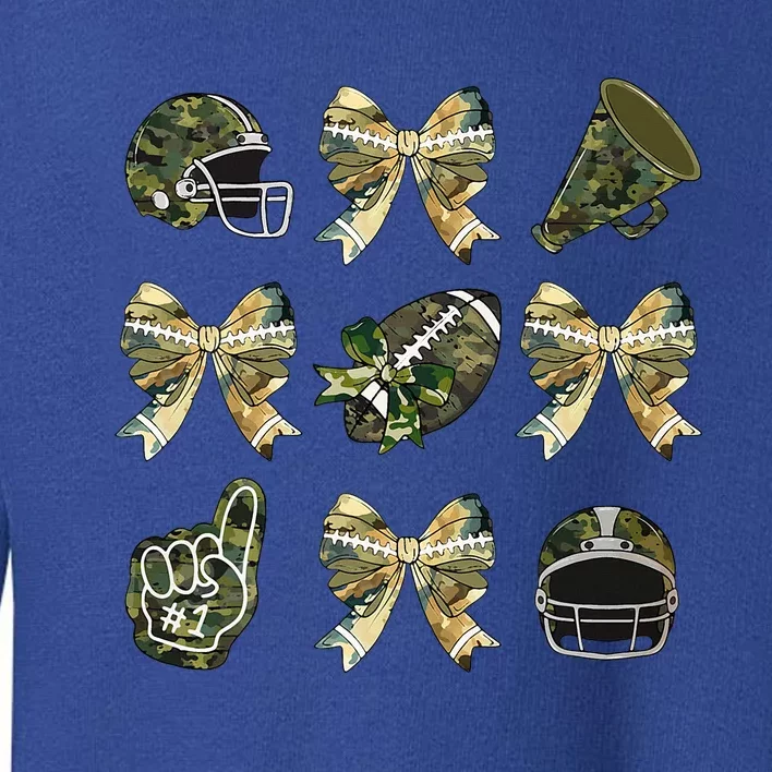 Camo Football Coquette Bow Football Mom Game Day Toddler Sweatshirt