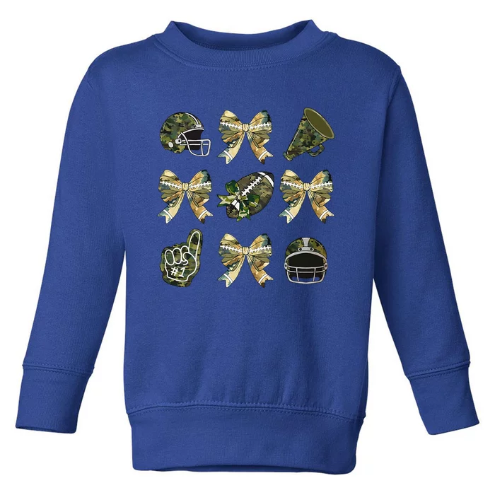 Camo Football Coquette Bow Football Mom Game Day Toddler Sweatshirt