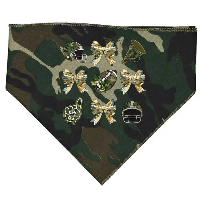 Camo Football Coquette Bow Football Mom Game Day USA-Made Doggie Bandana