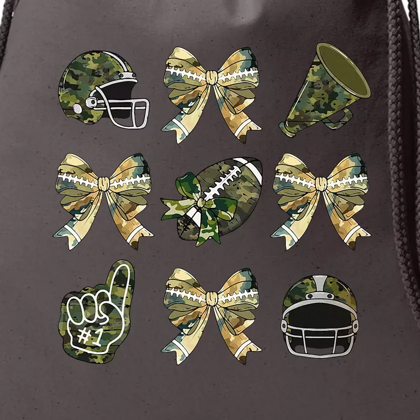 Camo Football Coquette Bow Football Mom Game Day Drawstring Bag