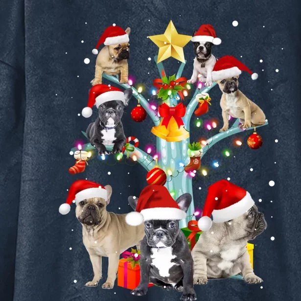 Cute Frenchbulldog Christmas In Tree Dog Lovers Gift Xmas Gift Hooded Wearable Blanket