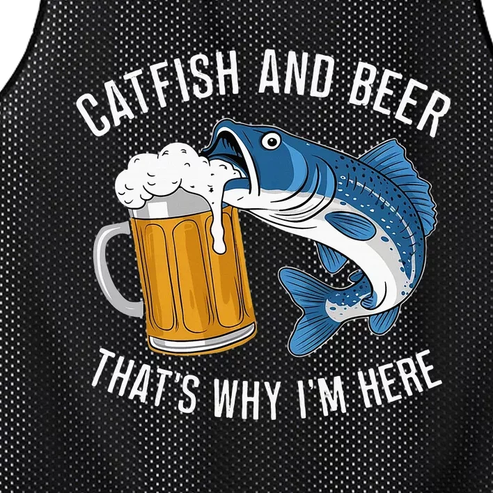 Catfish Fishing Catfish & Beer ThatS Why IM Here Flathead Mesh Reversible Basketball Jersey Tank