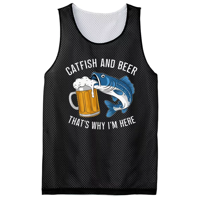 Catfish Fishing Catfish & Beer ThatS Why IM Here Flathead Mesh Reversible Basketball Jersey Tank