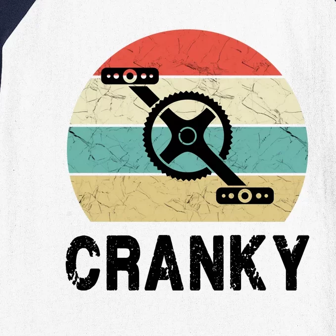 Cranky Funny Cyclist Retro Distressed Look Baseball Sleeve Shirt