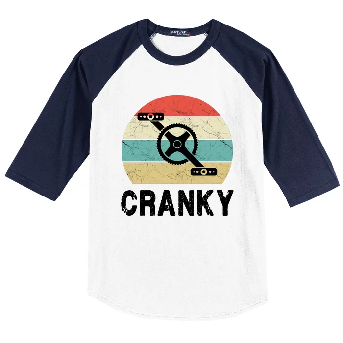 Cranky Funny Cyclist Retro Distressed Look Baseball Sleeve Shirt