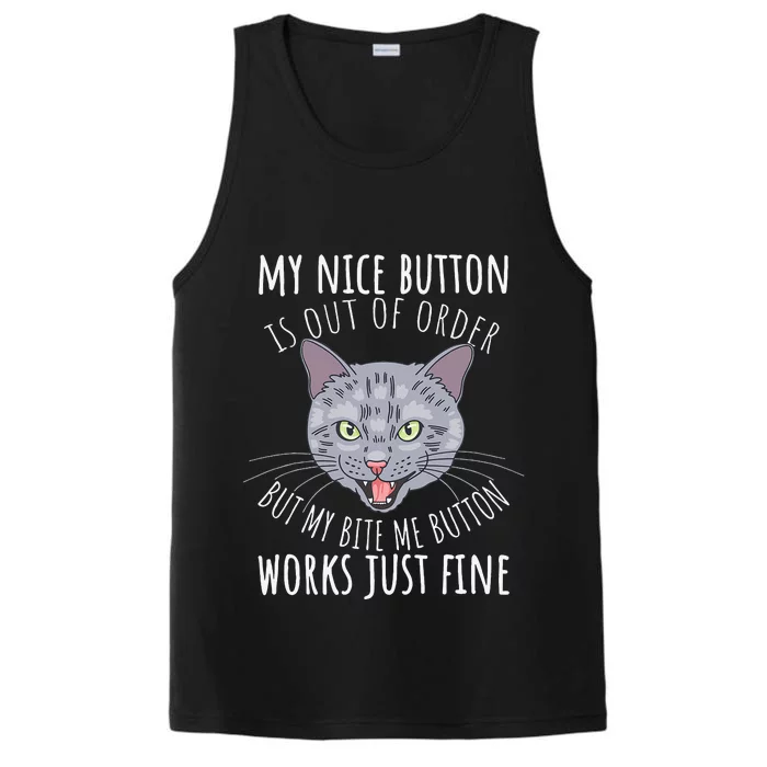 Cat Funny Cat Tees Cat Lover Gifts Cat Bite Me Performance Tank