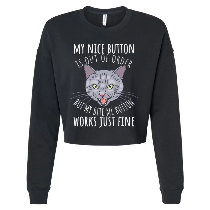 Cat Funny Cat Tees Cat Lover Gifts Cat Bite Me Cropped Pullover Crew