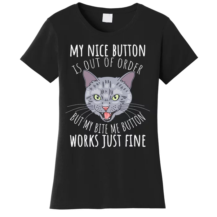 Cat Funny Cat Tees Cat Lover Gifts Cat Bite Me Women's T-Shirt