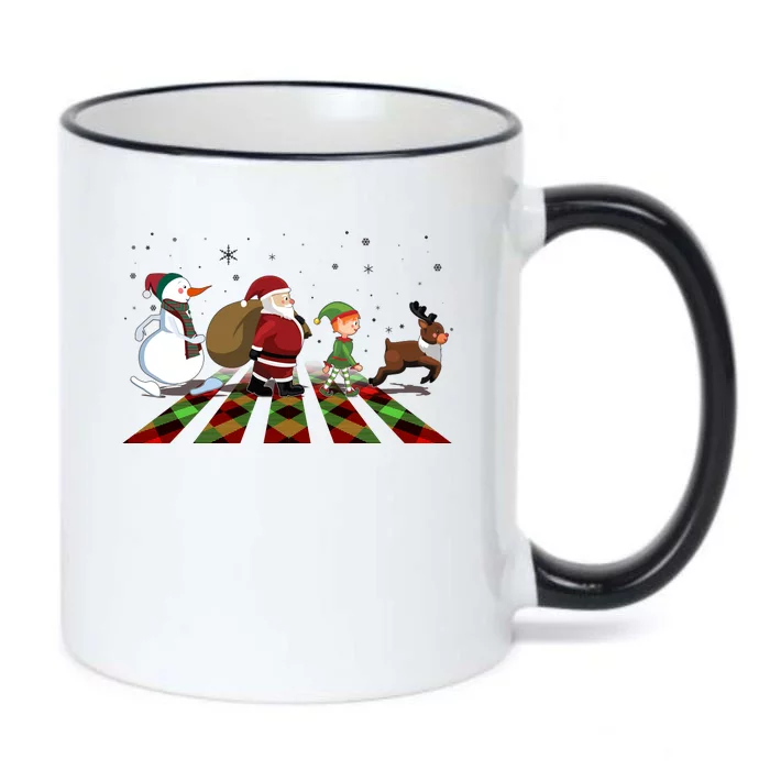 Cute Funny Christmas Road Frosty Santa Elf Reindeer Black Color Changing Mug