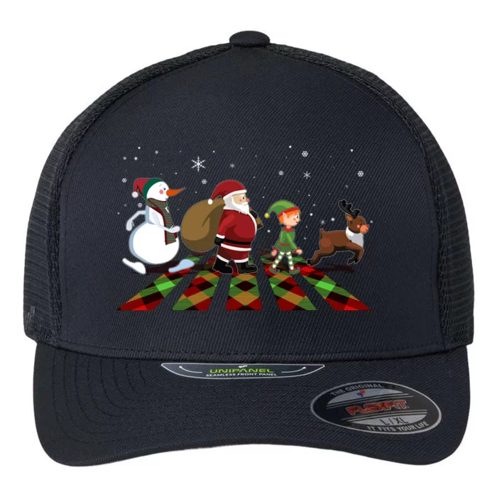 Cute Funny Christmas Road Frosty Santa Elf Reindeer Flexfit Unipanel Trucker Cap