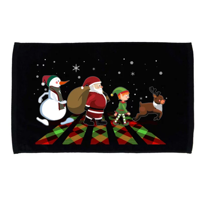 Cute Funny Christmas Road Frosty Santa Elf Reindeer Microfiber Hand Towel