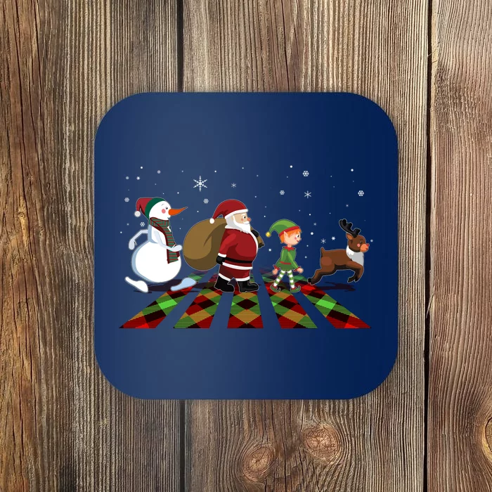 Cute Funny Christmas Road Frosty Santa Elf Reindeer Coaster