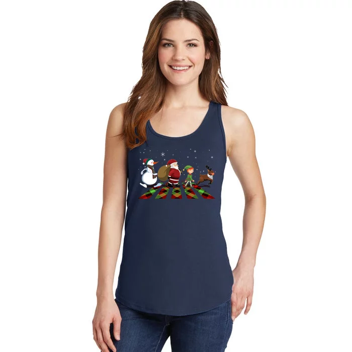 Cute Funny Christmas Road Frosty Santa Elf Reindeer Ladies Essential Tank