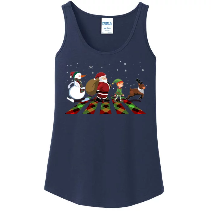 Cute Funny Christmas Road Frosty Santa Elf Reindeer Ladies Essential Tank