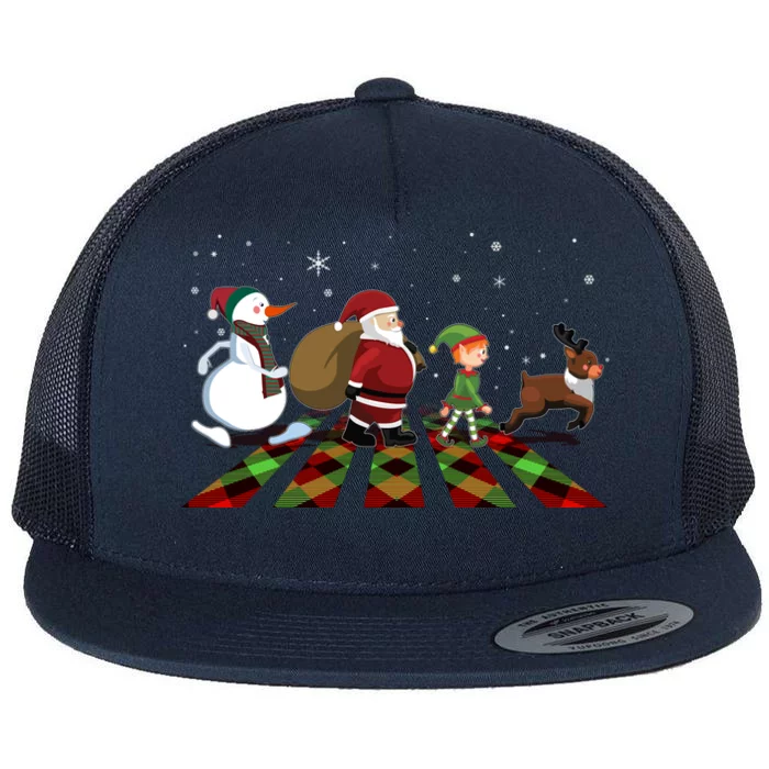 Cute Funny Christmas Road Frosty Santa Elf Reindeer Flat Bill Trucker Hat