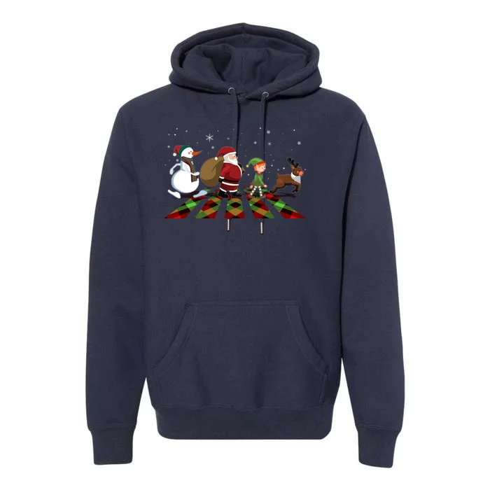 Cute Funny Christmas Road Frosty Santa Elf Reindeer Premium Hoodie