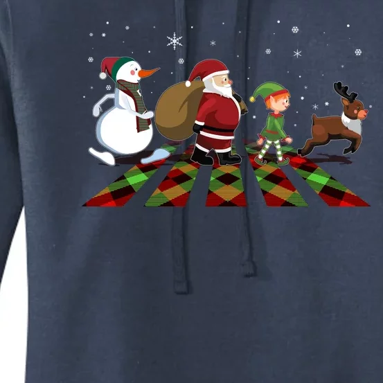 Cute Funny Christmas Road Frosty Santa Elf Reindeer Women's Pullover Hoodie