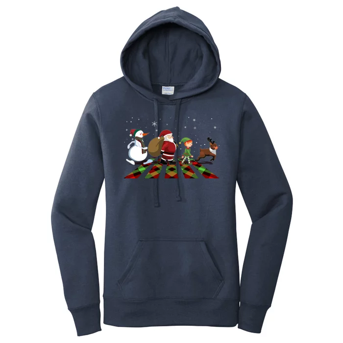 Cute Funny Christmas Road Frosty Santa Elf Reindeer Women's Pullover Hoodie