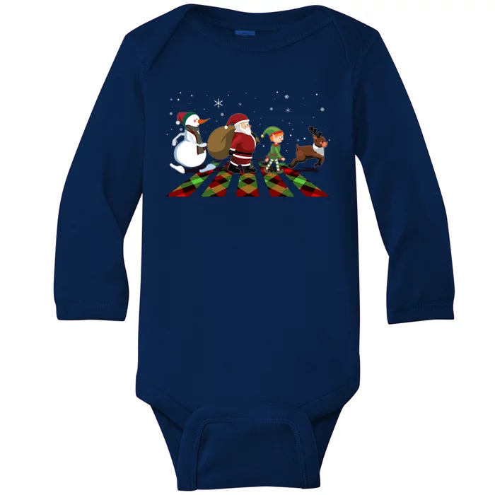 Cute Funny Christmas Road Frosty Santa Elf Reindeer Baby Long Sleeve Bodysuit