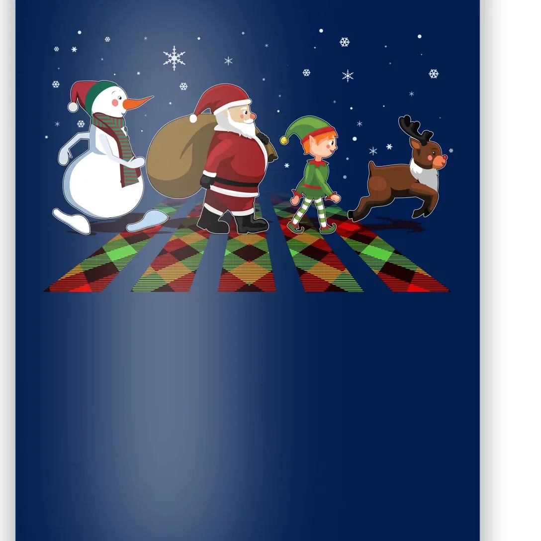 Cute Funny Christmas Road Frosty Santa Elf Reindeer Poster