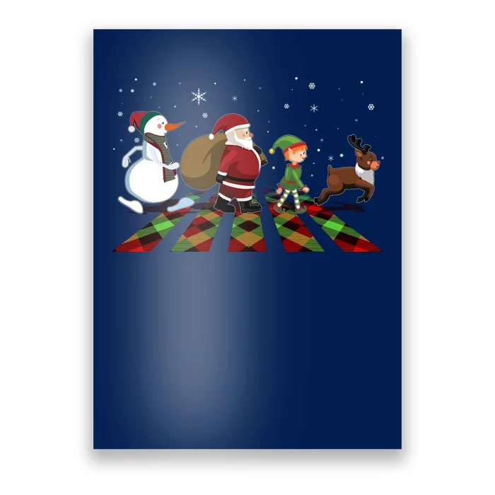 Cute Funny Christmas Road Frosty Santa Elf Reindeer Poster