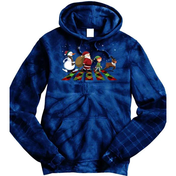 Cute Funny Christmas Road Frosty Santa Elf Reindeer Tie Dye Hoodie