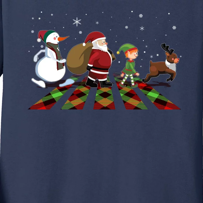 Cute Funny Christmas Road Frosty Santa Elf Reindeer Kids Long Sleeve Shirt