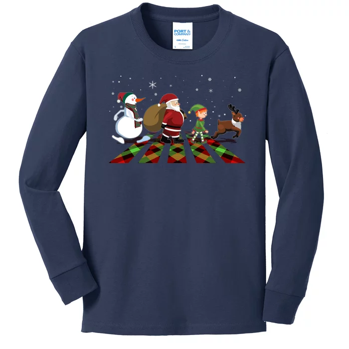 Cute Funny Christmas Road Frosty Santa Elf Reindeer Kids Long Sleeve Shirt