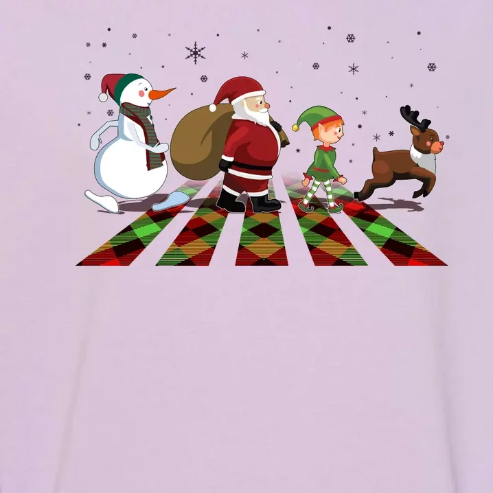 Cute Funny Christmas Road Frosty Santa Elf Reindeer Garment-Dyed Sweatshirt